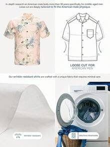 Men's Hawaiian Floral Shirts Silk And Linen Button Down Casual Tropical Holiday Beach Shirtshalloween - Hồng - Xem 5