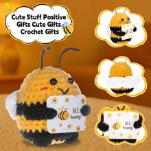 1pc Hand-Woven Positive Energy Bee: An Inspiring Energy Doll. Suitable For Making Key Chains, Bags Or Home Decorations, Made Of Colorful Fabrics And Printed With The Message "Thank You For Bringing Change". Without Batteries, It Is Lovely And Suitable For Holiday Decorations, Parties Or Holiday Gifts. - Multicolor - View 2