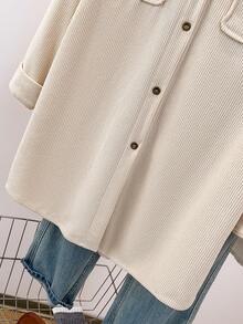 YUXIN Món đồ không thể thiếu cho mùa Thu/Đông! Áo khoác nữ dáng rộng bằng vải nhung kẻ, thiết kế hai túi tiện dụng, hoàn hảo để mặc nhiều lớp, phù hợp cho đi làm/mua sắm hàng ngày và nhiều dịp khác nhau. Mùa hè. - Màu be - Xem 9