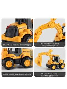 1pc Mini Children Excavator Bulldozer Toy Vehicle, Inertial Engineering Car Toy, Gift For 3 4 5 6 Year Old Boys And Girls - Multicolor - View 9
