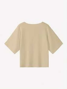 FOR BEAUTY V领短袖杏色针织开衫，时尚优雅，适合通勤、度假和新年穿着。