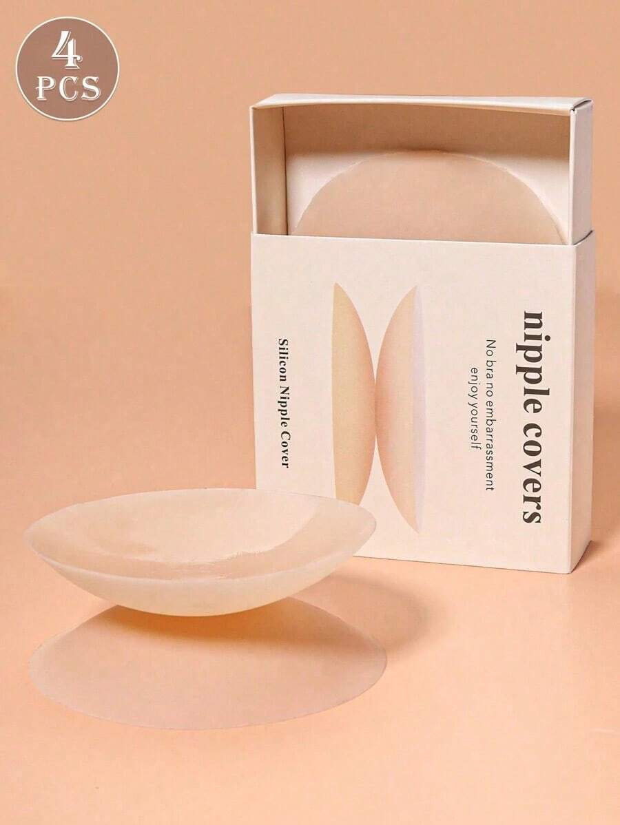 2pcs Reusable Ultra-Nipple Cover Plus Storage Box, Strapless Self-Adhesive Breast Easy Carrying, Lingerie And Lingerie Accessories Anti-Bump Embarrassment KRD6 - Màu be - Xem 1