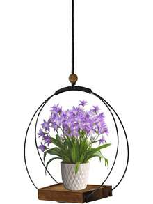 Indoor Plant Hanging Planter, Black Plant Hanger With Sturdy Wooden Base, Modern Boho Plant Holder For Wall, Ceiling, Window, Home Decor (Plants/Pots Not Included)