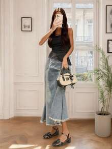 Giày cao gót đen 2 inch, Giày nữ thanh lịch, Giày cao gót đế dày phong cách La Mã thời trang mới, có khóa điều chỉnh, mũi kín, thích hợp cho hoạt động ngoài trời, văn phòng, đi làm - màu đen - Xem 3