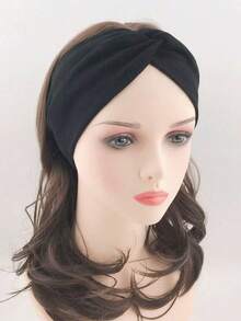 1pc Women's Simple Solid Color Elastic Knitted Sweatband, Versatile Twist Headband For Outdoor Sports, Fitness, Casual, Gift Hair Accessories Workout Hair Bands Autumn Winter Head Scarf Fall Head Band For Vacation Outfits Woman