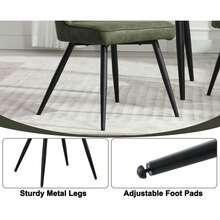 Chairus PU Leather Kitchen Chair Set Of 2 Side Dining Chairs Armless Tub Chair With Metal Legs - 綠色 - 查看 6