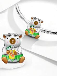 1pc Fashionable 925 Sterling Silver Shiny Tropical Shell Pearl Pendant, Suitable For Women Jewelry DIY Bracelet - Tropical Capybara - View 6