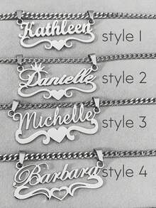 1件金色玫瑰金款式可选，不锈钢心形吊牌，可定制姓名项链，可拆卸链，时尚个性化珠宝，时尚配饰，送给亲朋好友的最佳礼物，适合日常、派对、圣诞节等各种场合，优雅嘻哈风格，无需镀层，适合感恩节、圣诞节等各种节日。金色、时尚、多彩、复古、潮人、简约、Y2K、2000年代时尚、定制、个性化、独特，送给他的理想礼物，送给她的理想礼物，送给男朋友、女朋友、爸爸、妈妈、家人、朋友，适合周年纪念日、生日、毕业典礼、舞会、派对、女士项链、学习用品、返校季、办公室、学校、教室、教师礼物、大学、同事、宿舍、教师、男孩女孩等。青少年、初中生、高中生、大学生、大一新生、大二学生、低年级学生、时尚秋季 - 彩色 - 查看 7