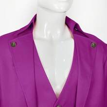 Mens Pirate Coat Steampunk Jacket Tailcoat Renaissance Jacket Halloween Hatter Costume - Purple - View 4