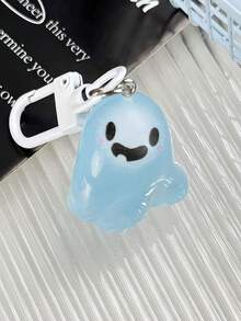 6pcs ABS Material Cute Halloween Jelly Ghost Keychains - 3D Cartoon Luminous Elf Pendant - Couples & Friends Backpack Accessories - Halloween Small Gifts
