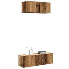 2 Piece TV Cabinet Set Wall-Mounted Old Wood Engineered Wood - Brown - View 1