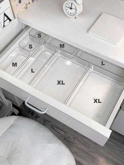 6/7 Clear Drawer Organizer Boxes, Cosmetic Storage Boxes, Desk Divider Organizers For Makeup, Office Supplies, And Sundries, Summer Gift Storage Organizer For Women