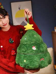 1 szt. Prezent niespodzianka w kształcie Świętego Mikołaja i domku na choince, pluszowa lalka renifer dla dzieci