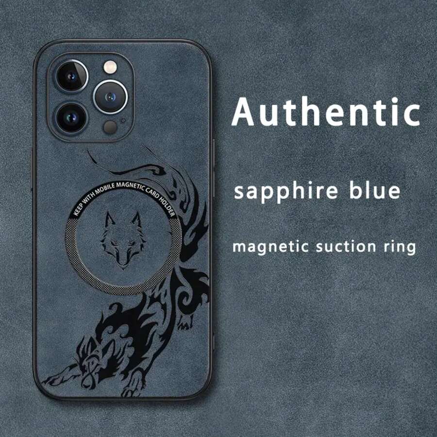 Funda magnética para teléfono con diseño de lobo, imitación de piel de oveja, compatible con phone 12, 13, 14, 15, 16 Plus y Pro. Elegante y de alta calidad, una opción. - Colores mixtos 3 - Ver 1