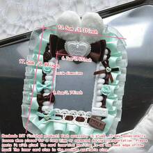 1个全新薄荷绿蕾丝照片卡套，8种颜色可选（粉色、绿色、蓝色、黄色），手工圆形徽章展示架，适用于2D角色、偶像周边、卡通动漫游戏，透明亚克力徽章夹装饰，适合洛丽塔风格 - 綠色 - 查看 12