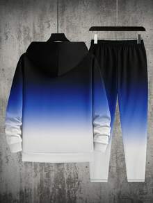 Men's Popular Ombre Print Hoodie And Pants Set, Casual Daily Wear, Fall Clothes - Multicolor - View 3