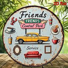 A 2D Flat 8*8inch Round Aluminum Sign Showcasing Retro Decoration Related To The TV Series "Friends" Café. It's A Classic Central Café Theme Decoration, Perfect For Decorating Living Rooms, Bedrooms, Kitchens, Restaurants, Bars, And Cafes. Wall Decoration With A Total Of 191 Characters For Room Decor,Christmas Decrotions>Table Runner,Christmas Decrotions>Table Runner,Birthday Decarations