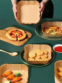 100/50 Pieces High Temperature Resistant Silicone Paper For Oil-Free Frying, Oven Paper For Household Fat, Square Baking Paper