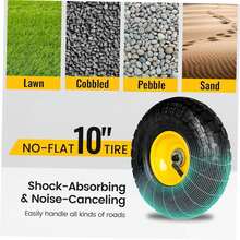 Heavy-Duty Mesh Steel Garden Cart (900 Lbs Capacity) – Folding Utility Cart With Removable Sidewalls, 10-Inch Tires & ATV/Tractor Handle (Black-Yellow) - Màu vàng - Xem 6