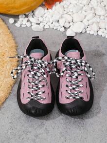 1 par de zapatillas casuales de moda ligeras con puntera de PU antideslizante, adecuadas para el otoño, unisex