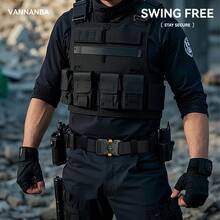 WilliamPOLO Cinturón táctico para hombres con hebilla de liberación rápida con cabeza de tigre, ancho de 1.5", ajustable para cintura de 26 a 50 pulgadas, cinturón de cinta de nilón para todas las estaciones - multicolor - Ver 6