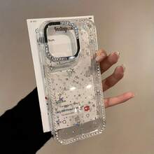 Teléfono brillante con un marco con orificio grande y purpurina, diseñado para 16 Pro, 15, 14 Plus, 13, 12 y 11. Una funda protectora ideal para amigos y familiares de Año Nuevo, Pascua y Halloween. - transparente - Ver 3