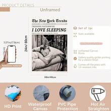 Vintage New York Times Canvas Posters - Optional Frame Wall Arts, Women Sleeping Design, Perfect For Living Room Decor, Bedroom Decor, Or Dorm Decor, Perfect For Room Decor, Wall Art With Frame