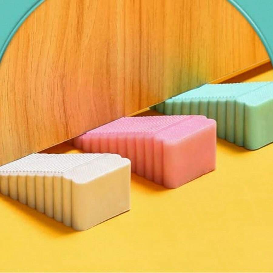 1pc Silicone Door Stopper, Flexible Rubber Door Stop For Indoor Outdoor Use, Prevents Door Damage And Floor Scratching, Easy To Install Without Tools Required, Durable Weather Resistant Long Lasting Material, Ideal For Home Office Hotel School Use, Keeps Your Space Quiet (Random Color) - 隨機顏色 - 查看 1