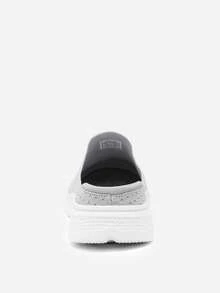 Women's Mules Shoes – On-And-Off Sneakers, Knit Flats, Platform, Lightweight, Breathable, High-Grip Walking Shoes - 灰色 - 查看 2