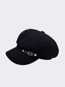 1pc Black Star Print Beret Hat, Retro British Style, New Navy Sailor Cap, Korean Fashion, Painter Cap