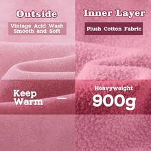 Mens Women Oversized Acid Wash Hoodie Unisex Heavyweight Vintage Fleece Sweatshirt & Hoodies For Men Couple 2025halloween - 粉色 - 查看 2