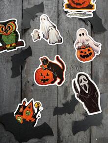 [Halloween Limited Edition]52PCS Halloween Decorative Stickers, Including Ghosts, Pumpkin Heads, Skeletons, Etc. A Practical Halloween Gift, Suitable For Decorating Phone Cases, Notebooks, Laptops, Diaries, Water Cups, Etc.