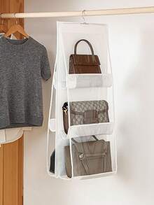 A White Handbag Hanging Storage Box. Hanging Bag. Used For Storing Handbags. Hanging Storage Box For Handbags In The Closet. Handbag Storage Box. Used For Closet Storage. - White - View 6