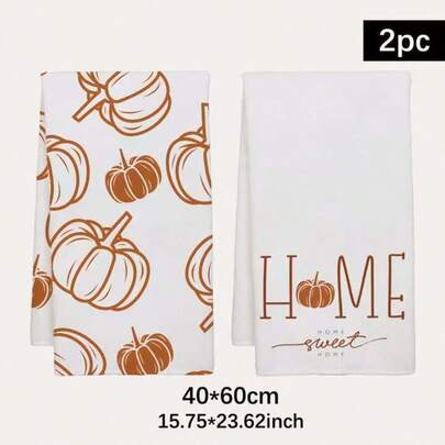 2 piezas Paños de cocina con diseño minimalista de calabaza de otoño, de material de poliéster suave, adecuados para decoración de cocina, limpieza, decoración de fiestas festivas, artículos esenciales de cocina y baño, decoración del hogar, regalo de inauguración de casa