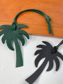 1 Stück einfarbiger PU minimalistischer, süßer und interessanter Palmenbaum Schlüsselanhänger, geeignet für Paare, Studenten, Männer und Frauen, für den täglichen Gebrauch, Urlaub, Pendeln, als Geschenk für Freundin, Mutter, Y2K-Stil - Dunkelgrün - Übersicht 3