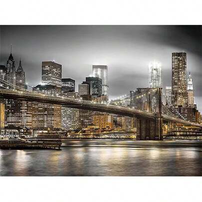 DIY Diamond Drawing New York Architecture Round Diamond City Landscape Mosaic Home Decoration Gift