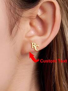 1 Pair Custom Gold Name Earrings For Women 18K Gold Plated Stainless Steel Custom Name Earrings With Pawprint Aesthetic Wedding Christmas Jewelry Gift - Multicolor - View 9