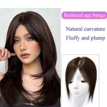 Toupee Hairpieces For Women, 10 Inch Hairpieces For Women, Human Hair With Thinning Hair, Dark Brown, No Bangs - 棕色 - 查看 6