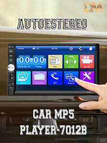 CAR MP5 PLAYER 7012B 7" HD TOUCH SCREEN BT/FM/TF/USB MP5/MP4/MP3 CAMARA DE REVERSA,auto estereo de pantalla,Pantalla central multimedia CarPlay para automóviles, radio, Bluetooth, estéreo, reproductor integrado. - Negro - Ver 1