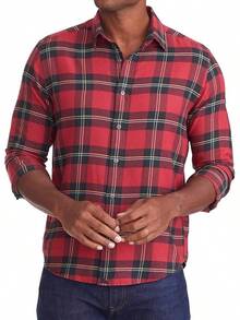 Flannel Long Sleeve Button Down Shirthalloween - Red Ardenga - View 1