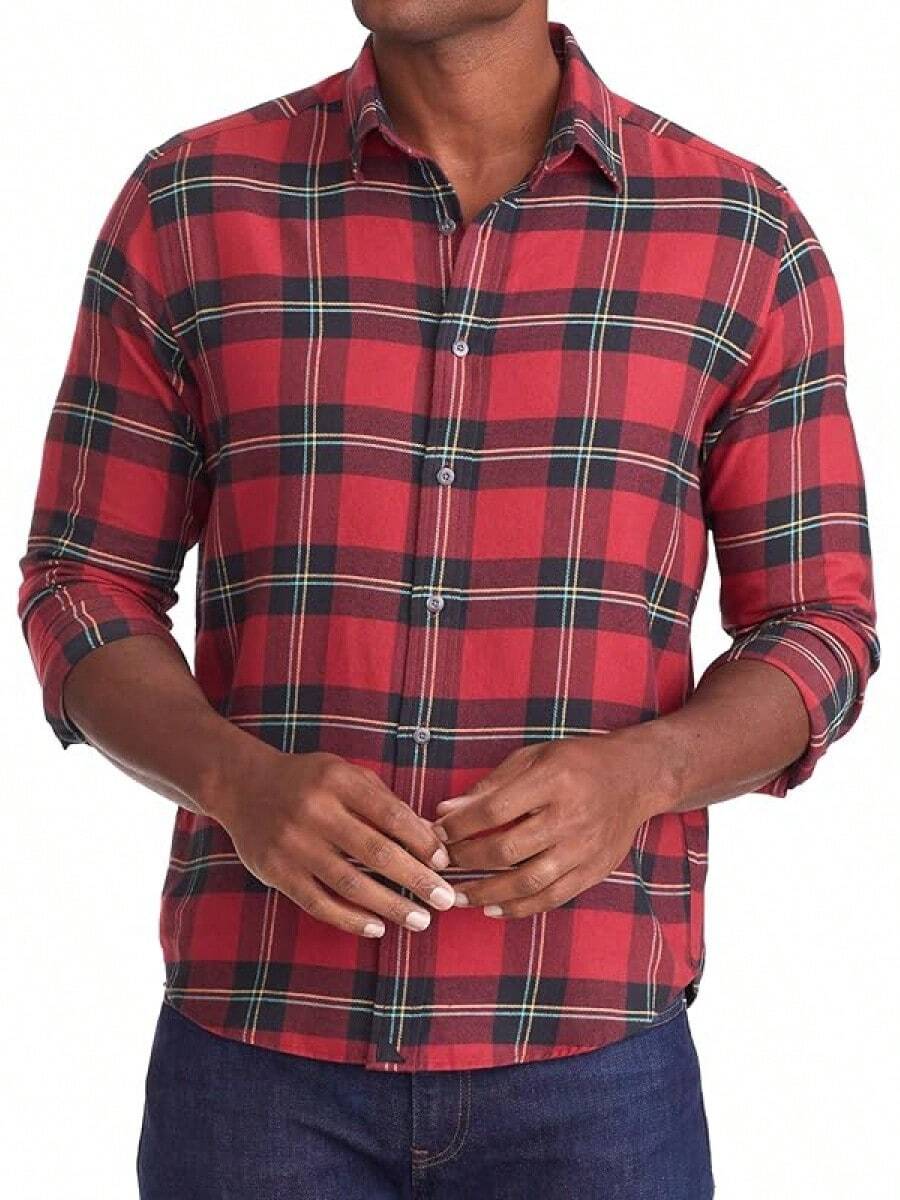 Flannel Long Sleeve Button Down Shirthalloween - Red Ardenga - View 1