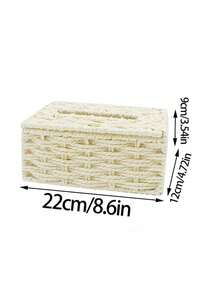 1pc Woven Tissue Box Holder, Rectangular Covered Tissue Box, Rattan Tissue Box Rack, Bohemian Style Woven Tissue Box Holder, Suitable For Bathroom, Bedroom, Shelf, Living Room, Dining Room Decor & Storage, Halloween Tissue Box Decor, Christmas Gift - Multicolor - View 13