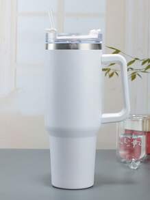 1 Pc, 40 Oz Stainless Steel, With Handle And Straw Cover, Reusable Insulated Double Wall Stainless Steel Water Bottle, Travel Cup, Ice Coffee Cup, Gift For Women, Can Hold Ice Drinks And Hot Drinks In Water Cup - Multicolor - View 9