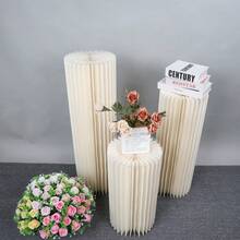 3Pack High Quality Foldable Cardboard Wedding Centerpiece Display,Cylinder Flowers Stand,Columns Display For Wedding Party Garden Decoration,Shopping Mall Window Display Rack,Food Display Stand - White - View 4