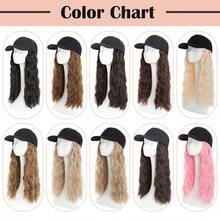 16inch/40cm Adjustable Baseball Cap Hat With Long Wavy Curly Hair Wig Synthetic Hairpiece Corn Wave Curly Hair Extensions For Women Daily Wear, Easy To Put On And Take Off, Natural Looking, Soft And Breathable, Perfect For Casual Outings And Sports Events Halloween Xmas Party - 彩色 - 查看 3