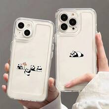 Cute And Simple Panda Couple Pattern Phone Case For  16/16 Plus/16 Pro/16 Pro Max,  15/15 Plus/15 Pro/15 Pro Max,  14/14 Plus/14 Pro/14 Pro Max,  13/13 Pro/13 Pro Max,  12/12 Pro/12 Pro Max,  11/11 Pro/11 Pro Max Series - Trộn màu 2 - Xem 4