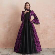 Victorian Palace Dress, European & American Medieval Palace Retro Dress, Lace Drawstring Arabian Long Dress For Birthday Party, Halloween Stage Performance Cosplay