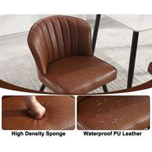 Chairus PU Leather Kitchen Chair Set Of 2 Side Dining Chairs Armless Tub Chair With Metal Legs - 棕色 - 查看 5