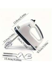 7-Speed Electric Hand Mixer - Powerful Motor With Dough Hooks & Whisks| Auto Shut-Off, Compact & Easy Clean| Ideal For Baking, Baby Food & Home/Kids Cooking - 白色 - 查看 3