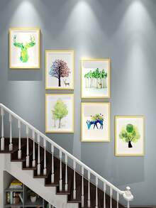 6pcs/Set Modern Minimalist Staircase Decor Painting, Corridor Wall Art Hanging Paintings, Random Photo Included